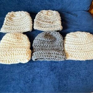 Cozy Knit Men's Hat - Cream and Gray